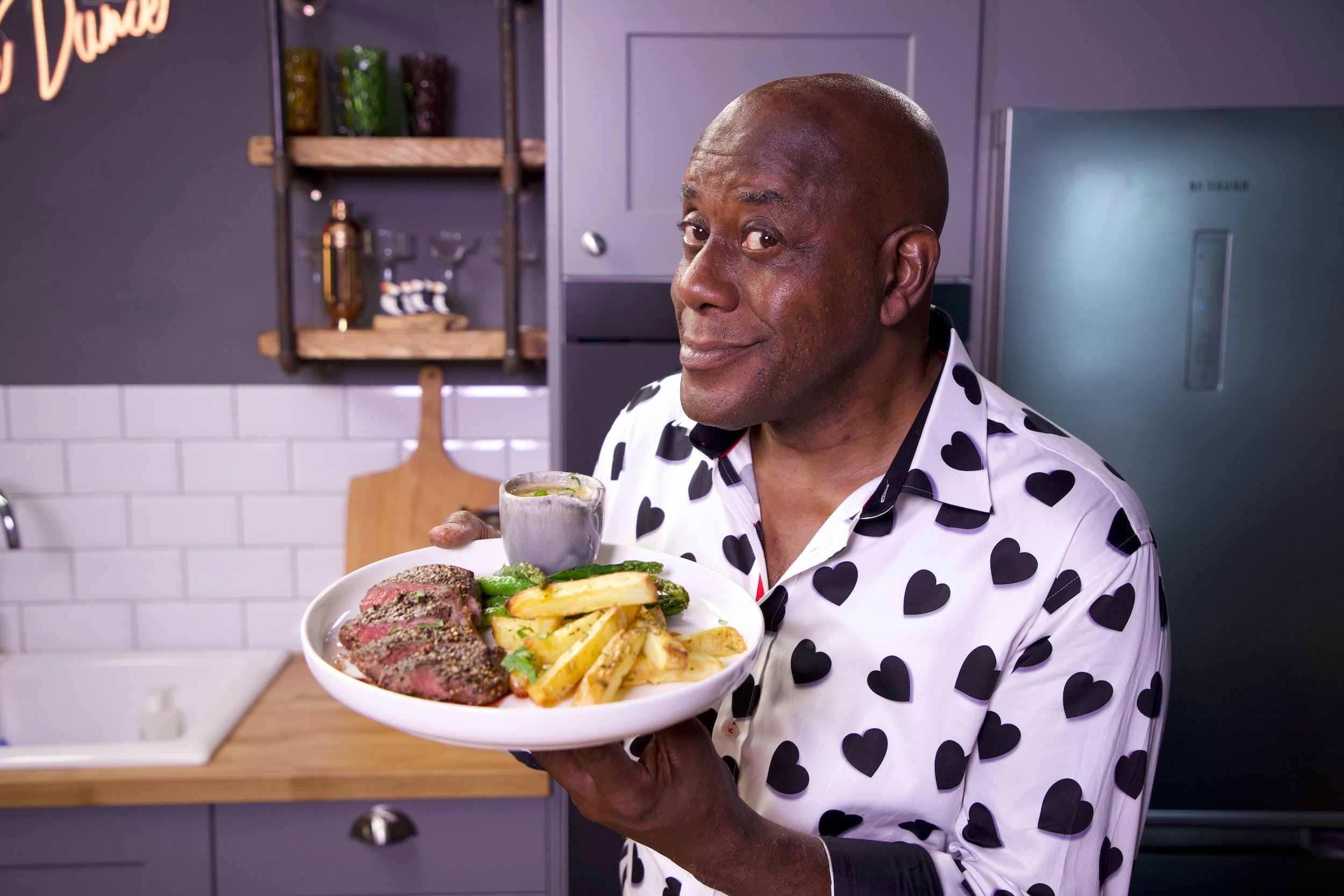 Celebrity chef, Ainsley Harriott, presenting his Steak au Poivre made with Sublime Butter